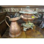 A 19th century copper samovar and a copper jug