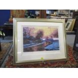A signed Rolf Harris print entitled Heading Home, number 368 out of 395, mounted in a modern gold