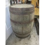 A barrel having wrought iron supports