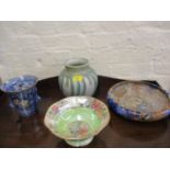 A 1930s Art Deco pottery collection to include a Pilkingtons Royal Lancastrian vase