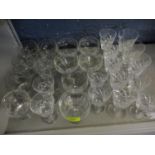 Mixed glassware to include port, sherry and wine glasses