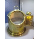 An early 20th century brass ships binnacle compass, 10"h x 10"w