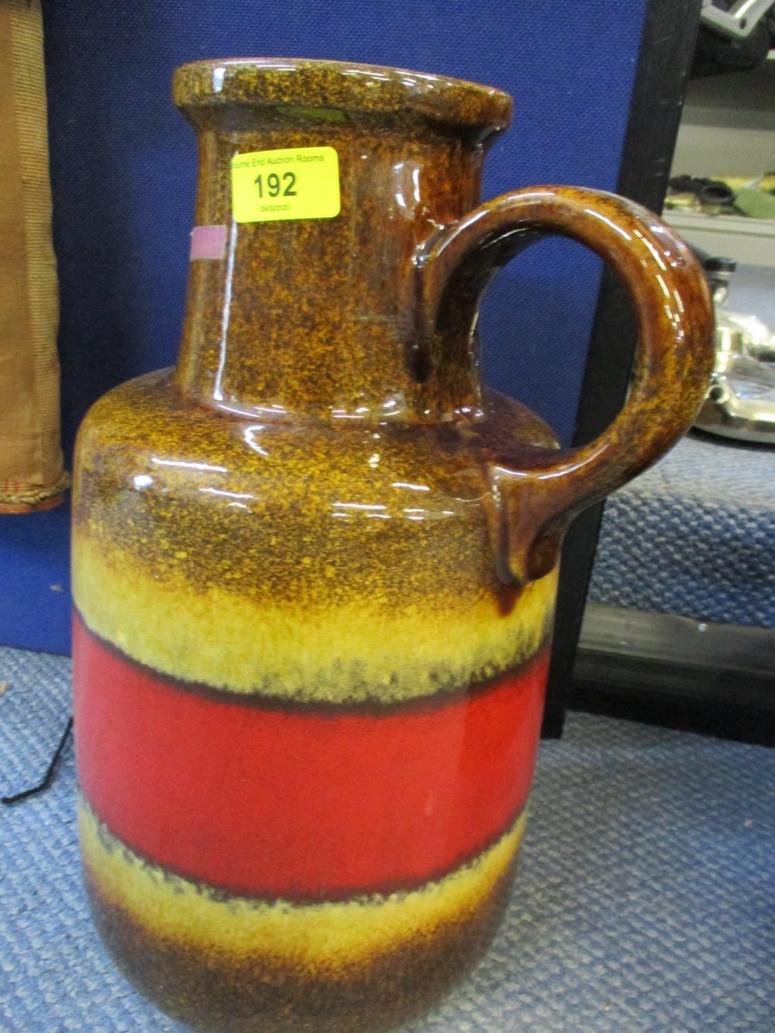 A mid 20th century Scheurich West German pottery vase with handle