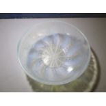 A Rene Lalique - Chicoree pattern frosted and opalescent glass bowl, moulded R Lalique signature