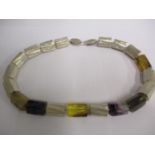 Joanna Hawthorn- a contemporary and bespoke silver fluorite and amber beaded necklace 18" long,