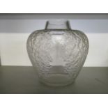 Rene Lalique Poivre pattern glass vase, pepper seed decoration in clear and frosted glass,