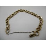 A 9ct gold flat belcher link bracelet with a safety chain, 7 1/2"l, 17g