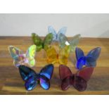 Evelyn Julienne design for Baccarat Crystal - a collection of eight Lucky Butterflies in various