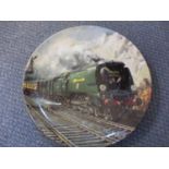 Five Wedgwood collectors plates depicting trains