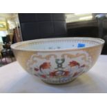 A late 19th century French Samson Armorial porcelain punch bowl in the Chinese export style