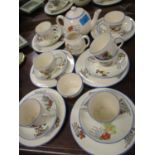 A vintage Ambassador ware child's ceramic teaset depicting nursery rhymes, six setting with one