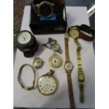 A selection of pocket and wrist watches to include a Service Watch, a Waltham A Wehrle & Sons gold