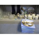 A quantity of domestic glass, mixed china and Wedgwood collectors plates