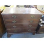 A Georgian mahogany chest of four graduated drawers standing on bracket feet, 33 1/2"h x 37 1/2"