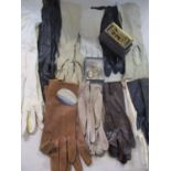 A quantity of ladies vintage gloves, together with vintage costume jewellery to include a small