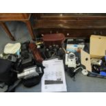 Mixed lot of cameras, Carl Zeiss binoculars and other items to include leather cased Carl Zeiss