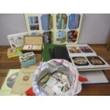 Two albums of late 20th century tourist and Art postcards, a small quantity of bird factual books