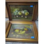 E B Evans - two early 20th century still life oil on boards, signed and dated 14 1/2" x 10 1/2",