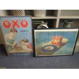 Two vintage Oxo posters On a Plane by Itself Ready and Reliable, possibly WWII, 18 1/8" x 27",