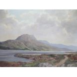 Donald M Shearer - a Scottish Highland scene, possibly Loch Brora, oil on canvas, signed lower
