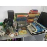 Book, board games DVDs, a vintage Imperial typewriter, ceramics and a bottle collection