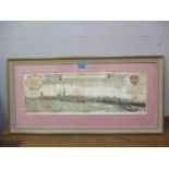 P Tillermans - A Prospect of the Town of Stanford, dated 1729, an engraving in pink mount and framed