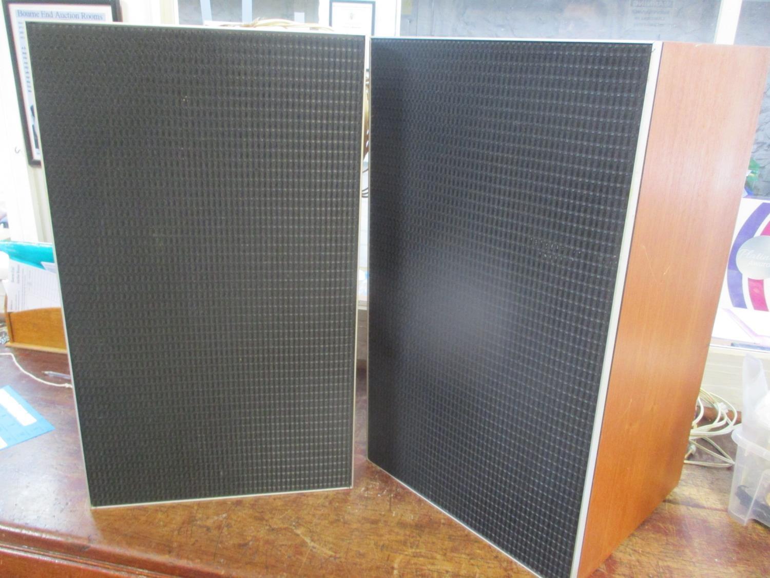 A pair of Leak three speaker system 4-8 ohms 50 wat speakers, in teak cases