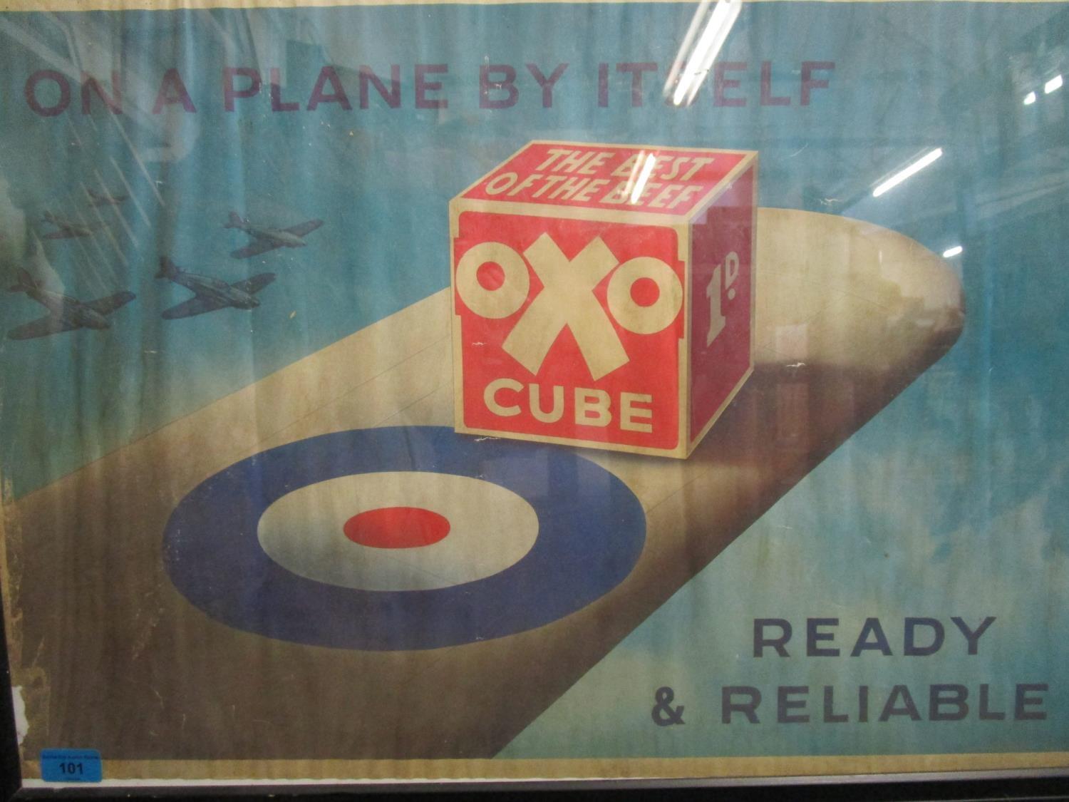 Two vintage Oxo posters On a Plane by Itself Ready and Reliable, possibly WWII, 18 1/8" x 27", - Image 2 of 6