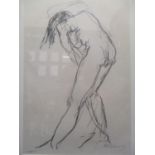 Helen MacLenan - print depicting a nude female signed to the lower right corner 23" x 14" framed