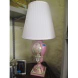 A Limoges pink ceramic table lamp with white shade, re-wired