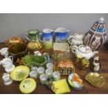A mixed lot to include Carlton ware, Crown Devon, Aynsley and other items