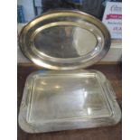 Two silver plated trays, one with twin handles