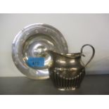 A silver reproduction Tudor bowl, together with a silver cream jug, weight 209.3g