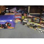 Retro games to include Scalextric Night Stages, boxed, additional Scalextric cars and a disco light