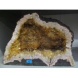 A large clear quartz amethyst geode 14 1/2"h x 20 1/4"w