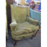 !! WITHDRAWN!! An early 20th century armchair having short cabriole feet