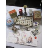 A mixed lot to include a HH Tammens prize cabinet, first day covers, a Goround boxed toy, signed