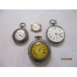 Three pocket watches to include a Sekonda wristwatch without strap