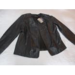 A ladies Marine Rinaldi black soft leather jacket, new with tags, approximate size 40" chest x 26"