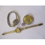 Three watches to include a 9ct gold ladies watch