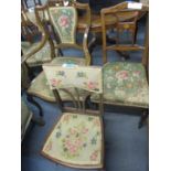 Two late 19th century occasional chairs, one having a tapestry seat and back, support together