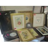 A mixed lot of watercolours and prints to include 19th century and later floral studies, and a