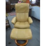 A Stressless leather recliner in Paloma leather with matching stool