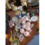 A group of seven Herend chocolate pots with covers and matching sugar bowl and milk jug, together