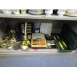 A selection of silver plate and other items to include various cutlery sets, cased cutlery set,