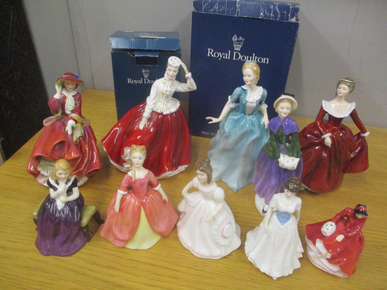 Ten mixed Royal Doulton figures to include Fragrance, Yvonne and others