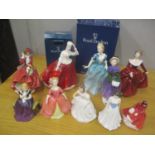 Ten mixed Royal Doulton figures to include Fragrance, Yvonne and others