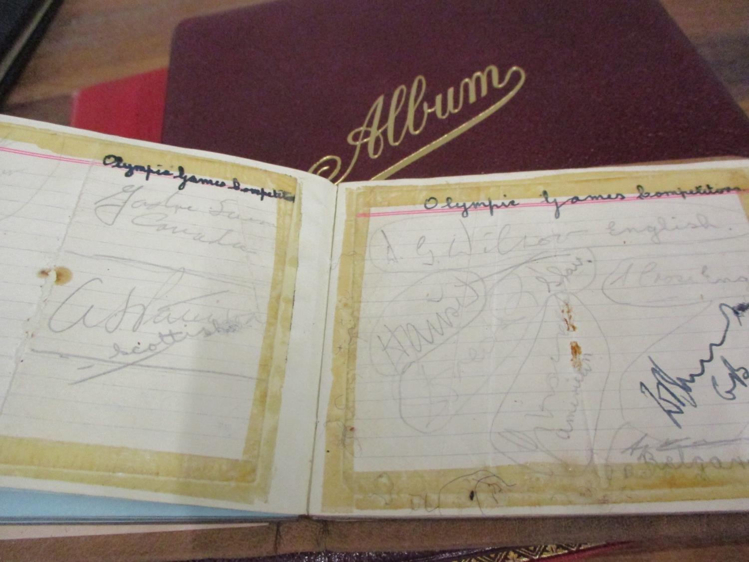 An autograph book, mid 20th century containing Enid Blyton's signature and various Olympians, - Image 2 of 6