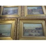 Four early 20th century oils on board, dated 1900 and initialled, depicting landscape scenes, a