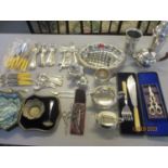 Silver plate to include a toast rack, a teaset, a cocktail shaker and other items